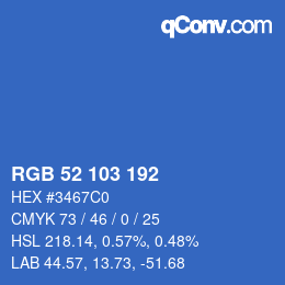 Color code: RGB 52 103 192 | qconv.com