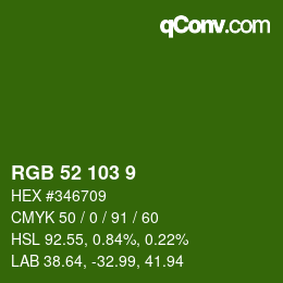 カラーコード: RGB 52 103 9 | qconv.com