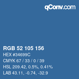 カラーコード: RGB 52 105 156 | qconv.com