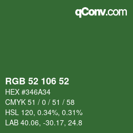 Farbcode: RGB 52 106 52 | qconv.com