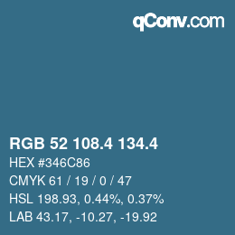 カラーコード: RGB 52 108.4 134.4 | qconv.com