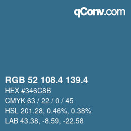 カラーコード: RGB 52 108.4 139.4 | qconv.com