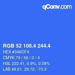 カラーコード: RGB 52 108.4 244.4 | qconv.com
