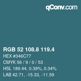 カラーコード: RGB 52 108.8 119.4 | qconv.com