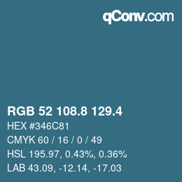 カラーコード: RGB 52 108.8 129.4 | qconv.com