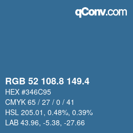カラーコード: RGB 52 108.8 149.4 | qconv.com