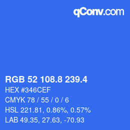 カラーコード: RGB 52 108.8 239.4 | qconv.com