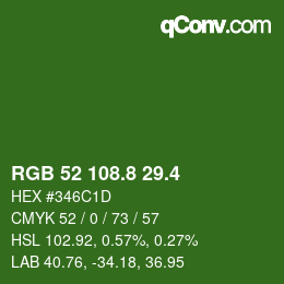 カラーコード: RGB 52 108.8 29.4 | qconv.com