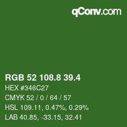 カラーコード: RGB 52 108.8 39.4 | qconv.com