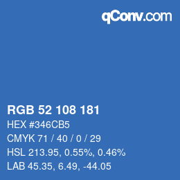 Color code: RGB 52 108 181 | qconv.com