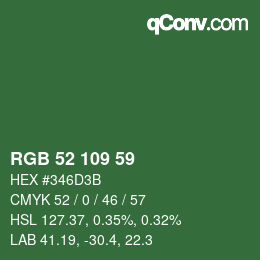 Farbcode: RGB 52 109 59 | qconv.com