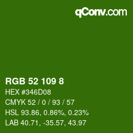 Color code: RGB 52 109 8 | qconv.com