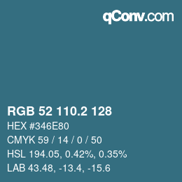 カラーコード: RGB 52 110.2 128 | qconv.com