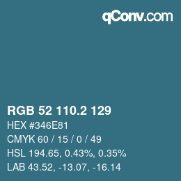 カラーコード: RGB 52 110.2 129 | qconv.com
