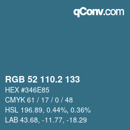 カラーコード: RGB 52 110.2 133 | qconv.com