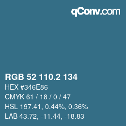 カラーコード: RGB 52 110.2 134 | qconv.com