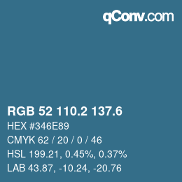 カラーコード: RGB 52 110.2 137.6 | qconv.com