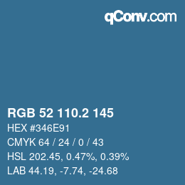 カラーコード: RGB 52 110.2 145 | qconv.com