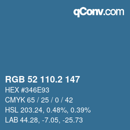 カラーコード: RGB 52 110.2 147 | qconv.com