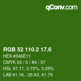 カラーコード: RGB 52 110.2 17.6 | qconv.com