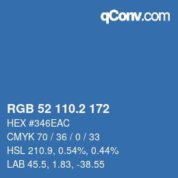 カラーコード: RGB 52 110.2 172 | qconv.com