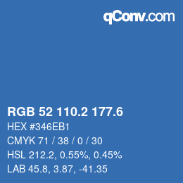 カラーコード: RGB 52 110.2 177.6 | qconv.com