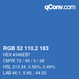 カラーコード: RGB 52 110.2 183 | qconv.com