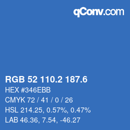 カラーコード: RGB 52 110.2 187.6 | qconv.com