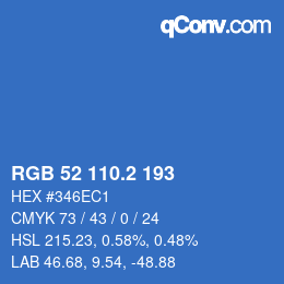 カラーコード: RGB 52 110.2 193 | qconv.com
