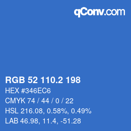 カラーコード: RGB 52 110.2 198 | qconv.com