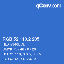 カラーコード: RGB 52 110.2 205 | qconv.com