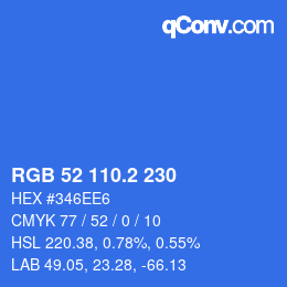 カラーコード: RGB 52 110.2 230 | qconv.com