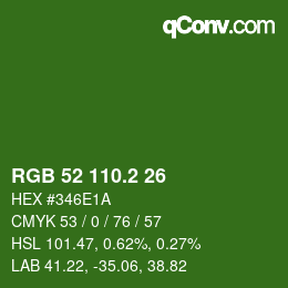 カラーコード: RGB 52 110.2 26 | qconv.com