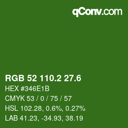 カラーコード: RGB 52 110.2 27.6 | qconv.com