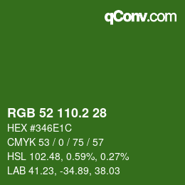 カラーコード: RGB 52 110.2 28 | qconv.com