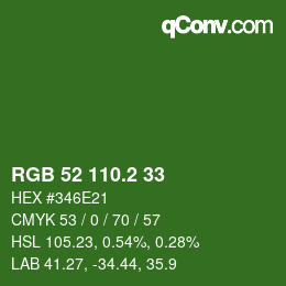 カラーコード: RGB 52 110.2 33 | qconv.com