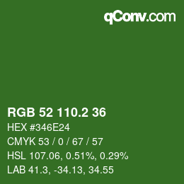 カラーコード: RGB 52 110.2 36 | qconv.com