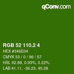 カラーコード: RGB 52 110.2 4 | qconv.com