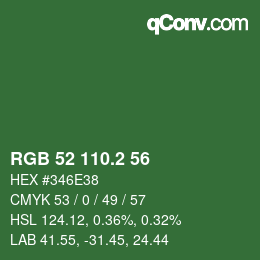 カラーコード: RGB 52 110.2 56 | qconv.com