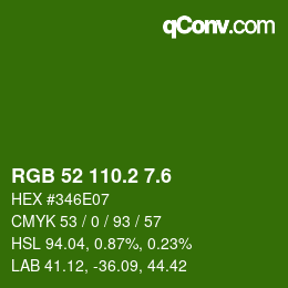 カラーコード: RGB 52 110.2 7.6 | qconv.com