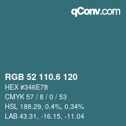 カラーコード: RGB 52 110.6 120 | qconv.com