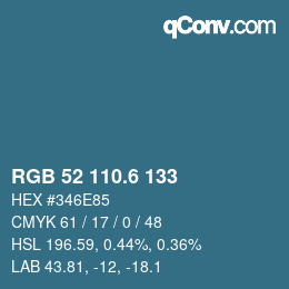 カラーコード: RGB 52 110.6 133 | qconv.com