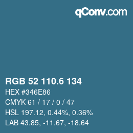 カラーコード: RGB 52 110.6 134 | qconv.com