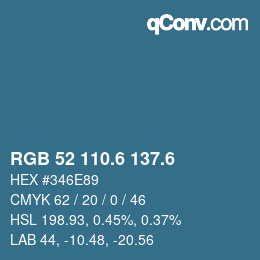 カラーコード: RGB 52 110.6 137.6 | qconv.com