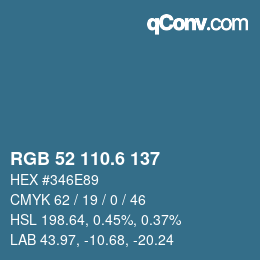 カラーコード: RGB 52 110.6 137 | qconv.com