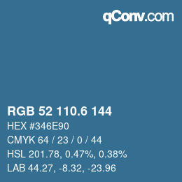 カラーコード: RGB 52 110.6 144 | qconv.com