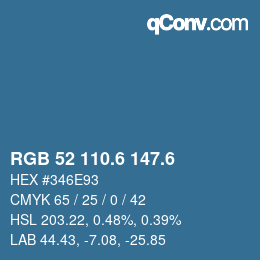 カラーコード: RGB 52 110.6 147.6 | qconv.com