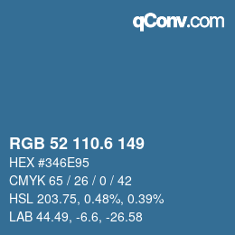 カラーコード: RGB 52 110.6 149 | qconv.com