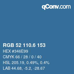 カラーコード: RGB 52 110.6 153 | qconv.com