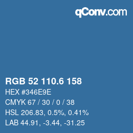 カラーコード: RGB 52 110.6 158 | qconv.com